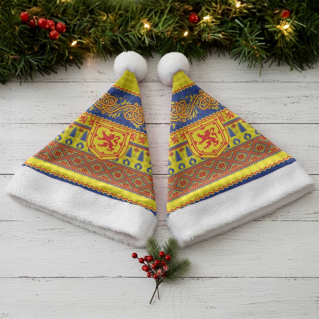 Scottish Christmas Santa Hat Scotland Thistle and Celtic Knot Yellow-Red Color - Polynesian Pride