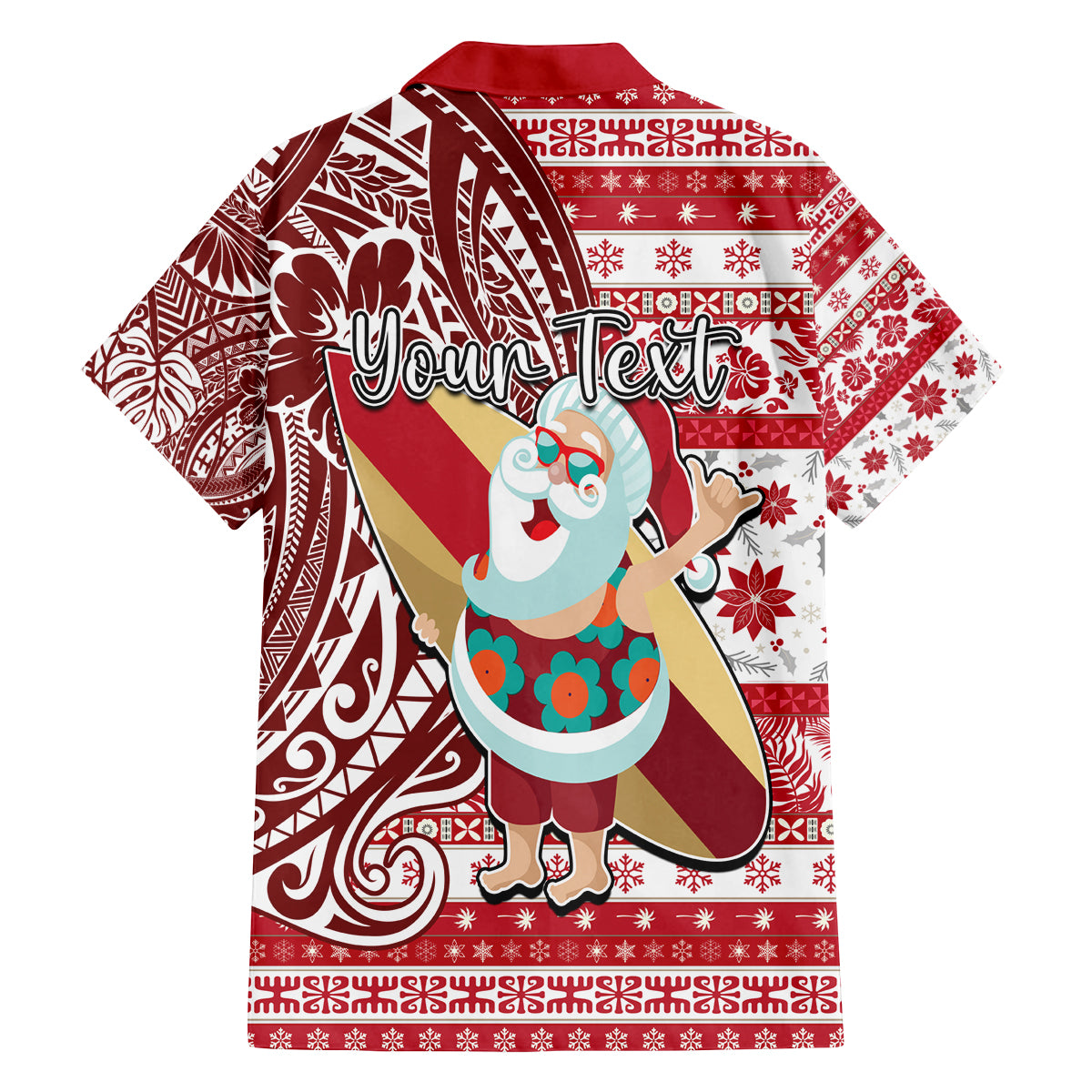 Custom Hawaii Mele Kalikimaka Family Matching Tank Maxi Dress and Hawaiian Shirt Santa Claus Surfing with Hawaiian Pattern Striped Red Style LT03 - Polynesian Pride