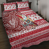 Custom Hawaii Mele Kalikimaka Quilt Bed Set Santa Claus Surfing with Hawaiian Pattern Striped Red Style LT03 - Polynesian Pride