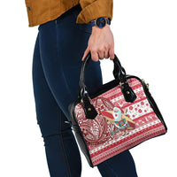 Custom Hawaii Mele Kalikimaka Shoulder Handbag Santa Claus Surfing with Hawaiian Pattern Striped Red Style LT03 - Polynesian Pride