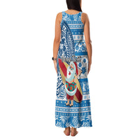 Custom Hawaii Mele Kalikimaka Family Matching Tank Maxi Dress and Hawaiian Shirt Santa Claus Surfing with Hawaiian Pattern Striped Blue Style LT03 - Polynesian Pride