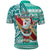 Hawaii Mele Kalikimaka Polo Shirt Santa Claus Surfing with Hawaiian Pattern Striped Turquoise Style LT03 - Polynesian Pride