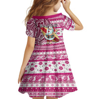 Custom Hawaii Mele Kalikimaka Family Matching Long Sleeve Bodycon Dress and Hawaiian Shirt Santa Claus Surfing with Hawaiian Pattern Striped Pink Style LT03 - Polynesian Pride