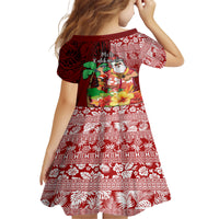 Hawaii Mele Kalikimaka Family Matching Off Shoulder Long Sleeve Dress and Hawaiian Shirt Santa Claus and Hula Girl Tropical Folwer with Hawaiian Pattern LT03 - Polynesian Pride