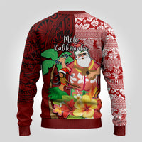 Hawaii Mele Kalikimaka Ugly Christmas Sweater Santa Claus and Hula Girl Tropical Folwer with Hawaiian Pattern LT03 - Polynesian Pride