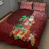 Hawaii Mele Kalikimaka Quilt Bed Set Santa Claus and Hula Girl Tropical Folwer with Hawaiian Pattern LT03 - Polynesian Pride