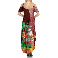 Custom Hawaii Mele Kalikimaka Family Matching Summer Maxi Dress and Hawaiian Shirt Santa Claus and Hula Girl Tropical Folwer with Hawaiian Pattern LT03 - Polynesian Pride