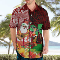 Custom Hawaii Mele Kalikimaka Hawaiian Shirt Santa Claus and Hula Girl Tropical Folwer with Hawaiian Pattern LT03 - Polynesian Pride