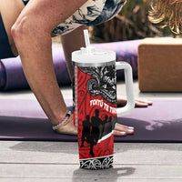 Aotearoa Toitu Te Tiriti Tumbler With Handle Honoring Te Tiriti o Waitangi - Maori Haka