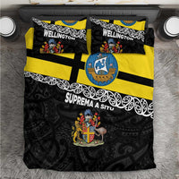 New Zealand Wellington Bedding Set The Capital's Emblems Flag and Koru Art LT03 Black - Polynesian Pride