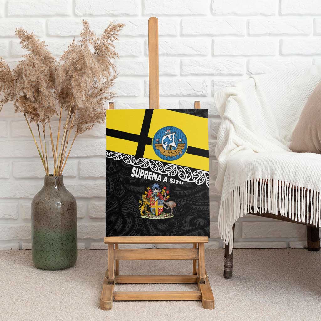 New Zealand Wellington Canvas Wall Art The Capital's Emblems Flag and Koru Art