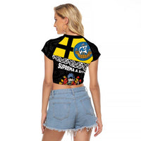New Zealand Wellington Raglan Cropped T Shirt The Capital's Emblems Flag and Koru Art LT03 - Polynesian Pride