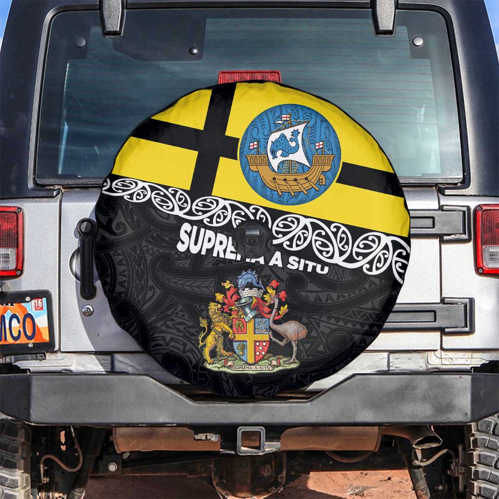 New Zealand Wellington Spare Tire Cover The Capital's Emblems Flag and Koru Art LT03 Black - Polynesian Pride