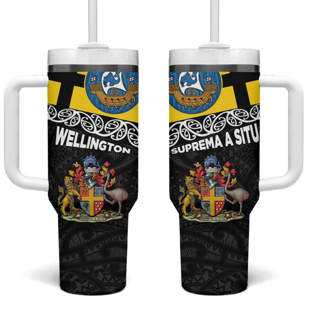 New Zealand Wellington Tumbler With Handle The Capital's Emblems - Flag and Koru Art