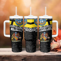 New Zealand Wellington Tumbler With Handle The Capital's Emblems - Flag and Koru Art