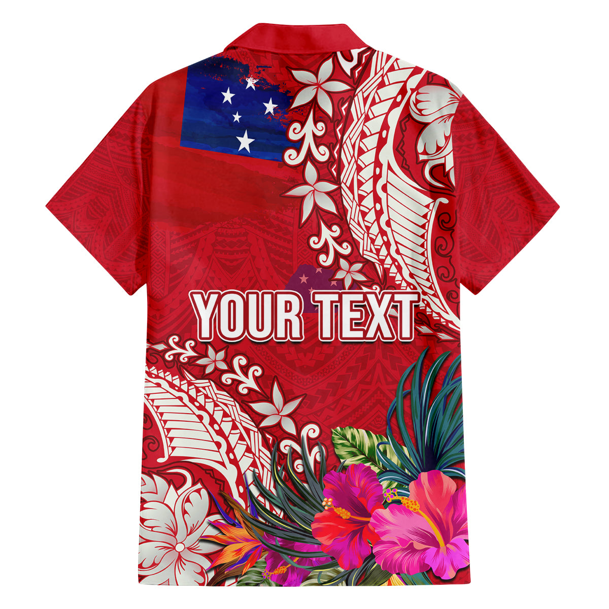 Personalised Samoa Coat Of Arms Family Matching Puletasi Dress and Hawaiian Shirt Tropical Flower Red Polynesian Pattern LT03 - Polynesian Pride