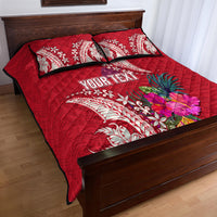 Personalised Samoa Coat Of Arms Quilt Bed Set Tropical Flower Red Polynesian Pattern LT03 - Polynesian Pride