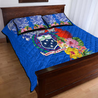 Personalised Samoa Coat Of Arms Quilt Bed Set Hibiscus Polynesian Tattoo Pattern LT03 - Polynesian Pride