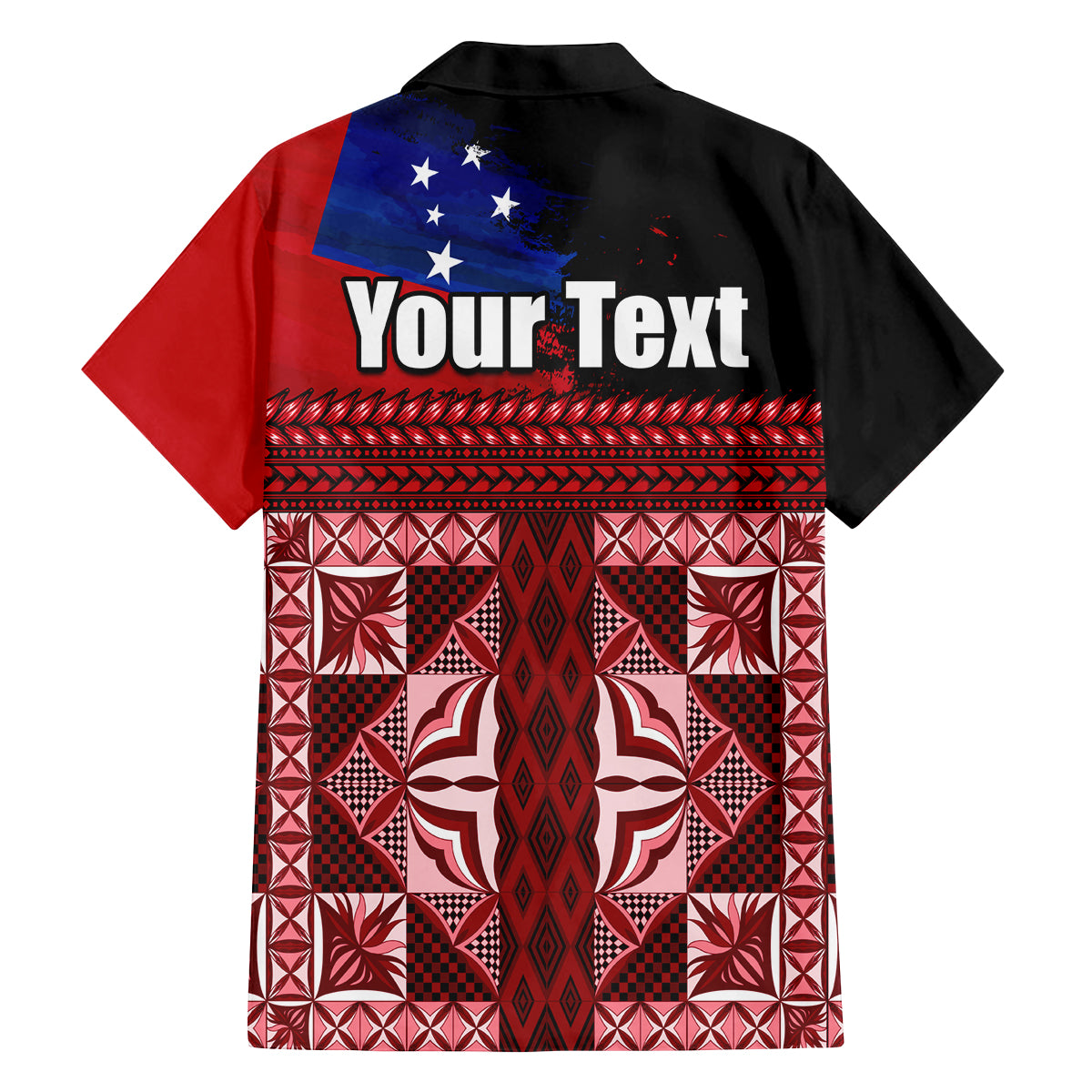Samoa Flag Day Family Matching Off Shoulder Short Dress and Hawaiian Shirt Siapo Pattern and Ula Fala LT03 - Polynesian Pride
