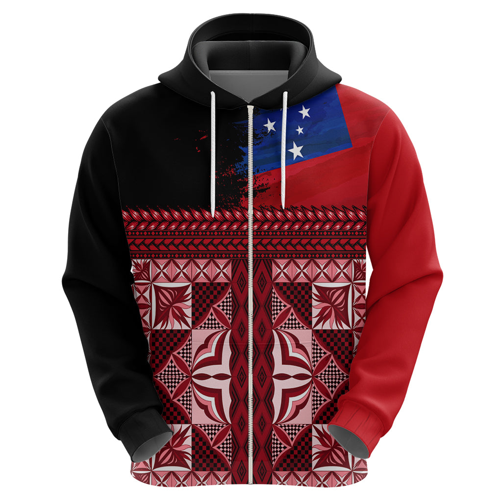 Samoa Flag Day Hoodie Siapo Pattern and Ula Fala LT03 - Polynesian Pride