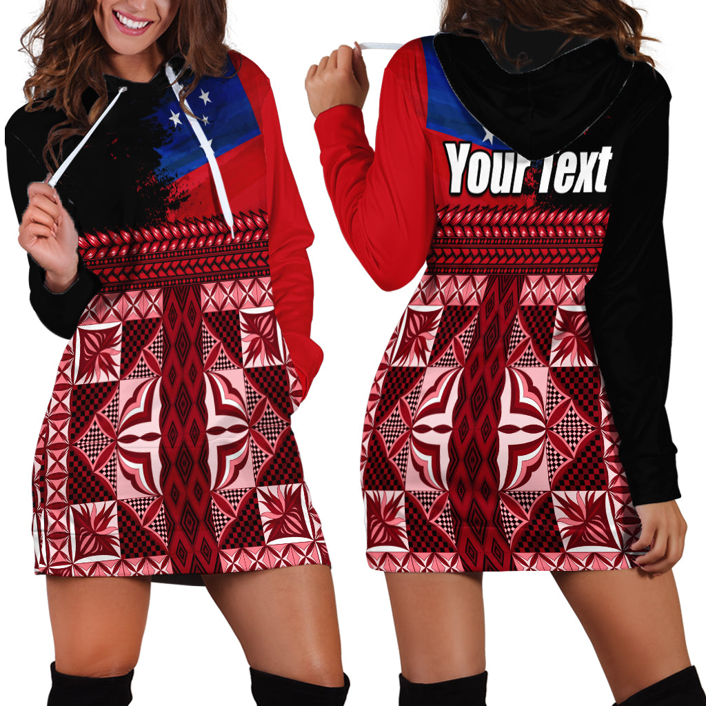 Samoa Flag Day Hoodie Dress Siapo Pattern and Ula Fala LT03 - Polynesian Pride