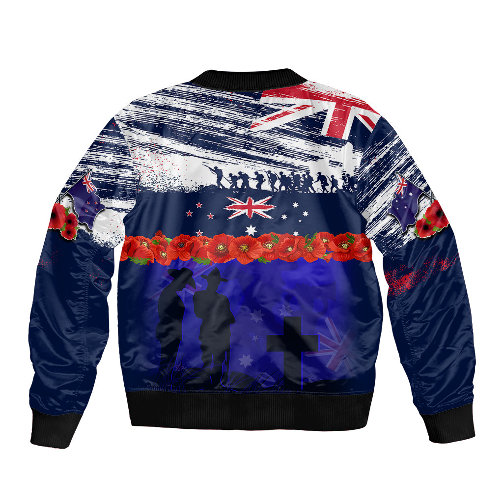 New Zealand and Australia ANZAC Day Bomber Jacket Lest We Forget Red Poppy Flowers and Soldier LT03 - Polynesian Pride