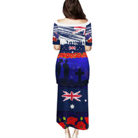 New Zealand and Australia ANZAC Day Family Matching Puletasi and Hawaiian Shirt Lest We Forget Red Poppy Flowers and Soldier LT03 - Polynesian Pride