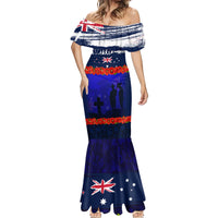 New Zealand and Australia ANZAC Day Mermaid Dress Lest We Forget Red Poppy Flowers and Soldier LT03 - Polynesian Pride