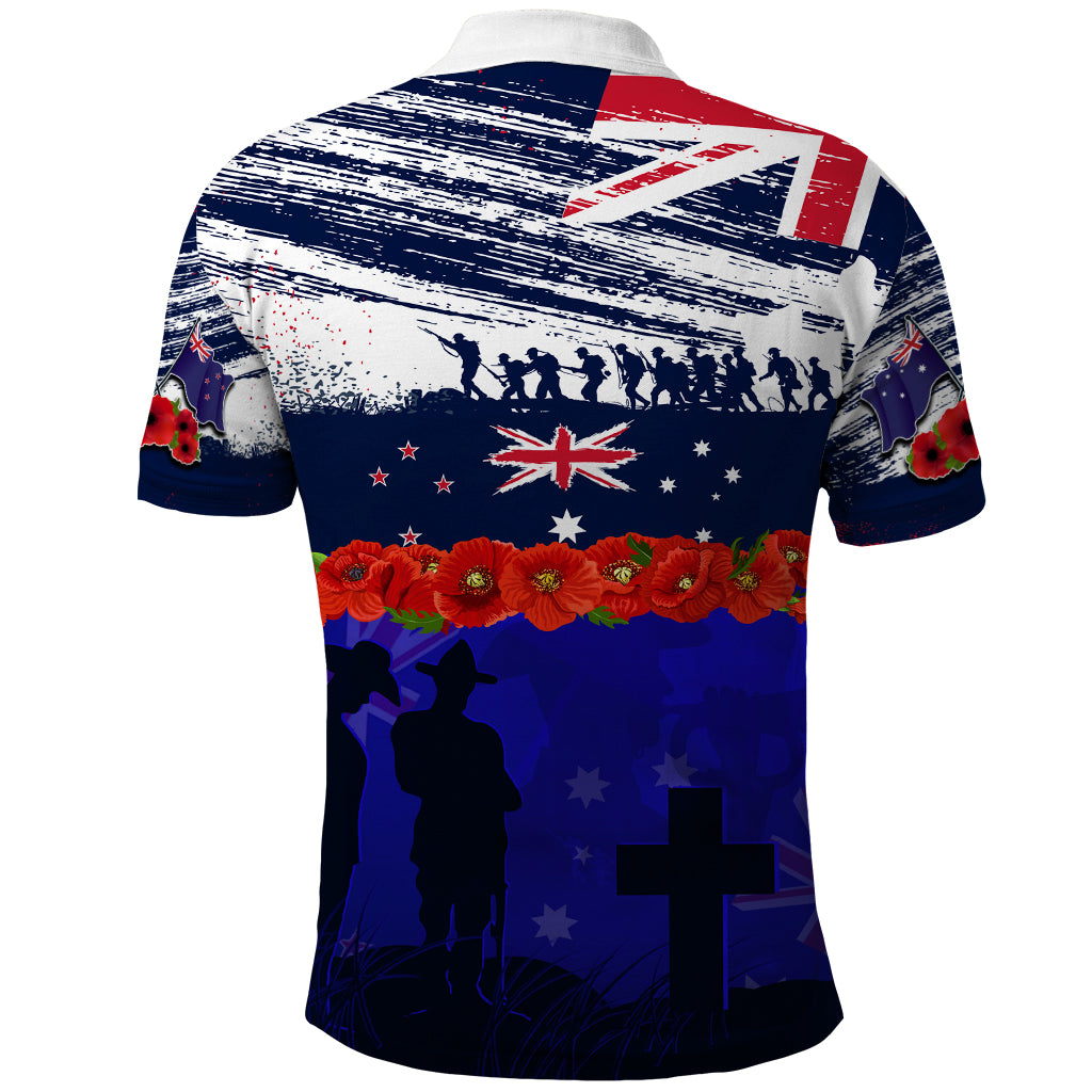 New Zealand and Australia ANZAC Day Polo Shirt Lest We Forget Red Poppy Flowers and Soldier LT03 - Polynesian Pride