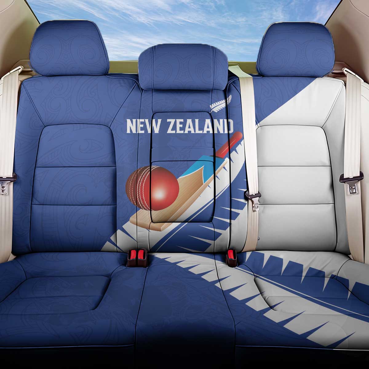 New Zealand Cricket Back Car Seat Cover Kiwi Birds Haka Dance Blue Fern Sporty Style