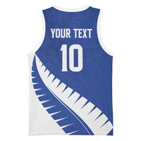 Custom New Zealand Cricket Basketball Jersey Kiwi Birds Haka Dance Blue Fern Sporty Style