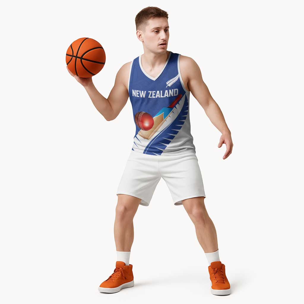 Custom New Zealand Cricket Basketball Jersey Kiwi Birds Haka Dance Blue Fern Sporty Style