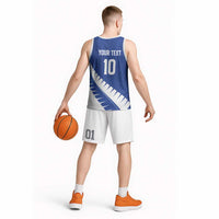 Custom New Zealand Cricket Basketball Jersey Kiwi Birds Haka Dance Blue Fern Sporty Style