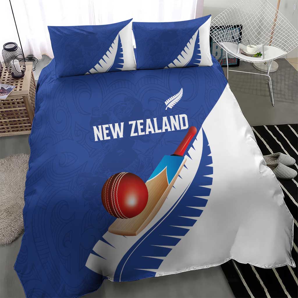 New Zealand Cricket Bedding Set Kiwi Birds Haka Dance Blue Fern Sporty Style