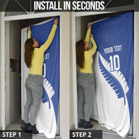 Custom New Zealand Cricket Door Cover Kiwi Birds Haka Dance Blue Fern Sporty Style