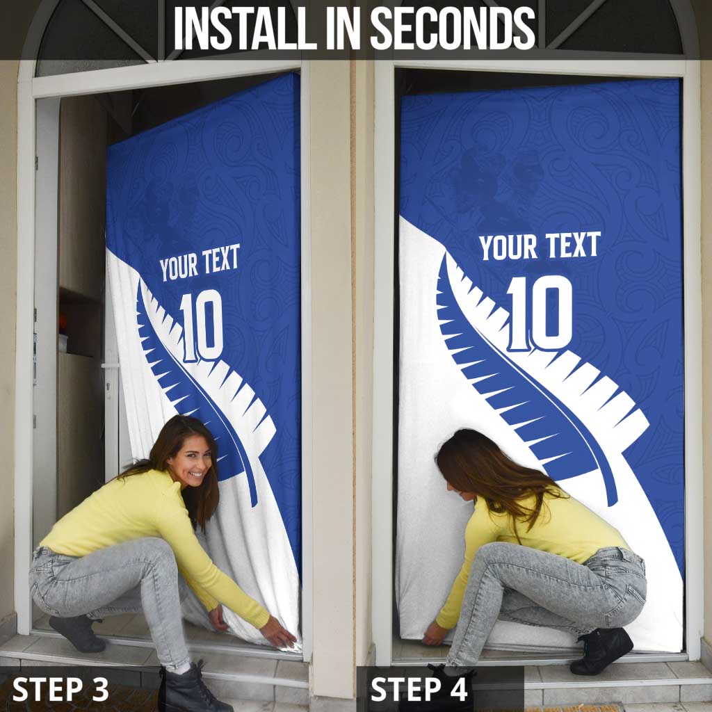 Custom New Zealand Cricket Door Cover Kiwi Birds Haka Dance Blue Fern Sporty Style