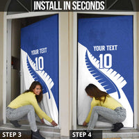 Custom New Zealand Cricket Door Cover Kiwi Birds Haka Dance Blue Fern Sporty Style