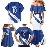 Custom New Zealand Cricket Family Matching Mermaid Dress and Hawaiian Shirt Kiwi Birds Haka Dance Blue Fern Sporty Style LT03 - Polynesian Pride