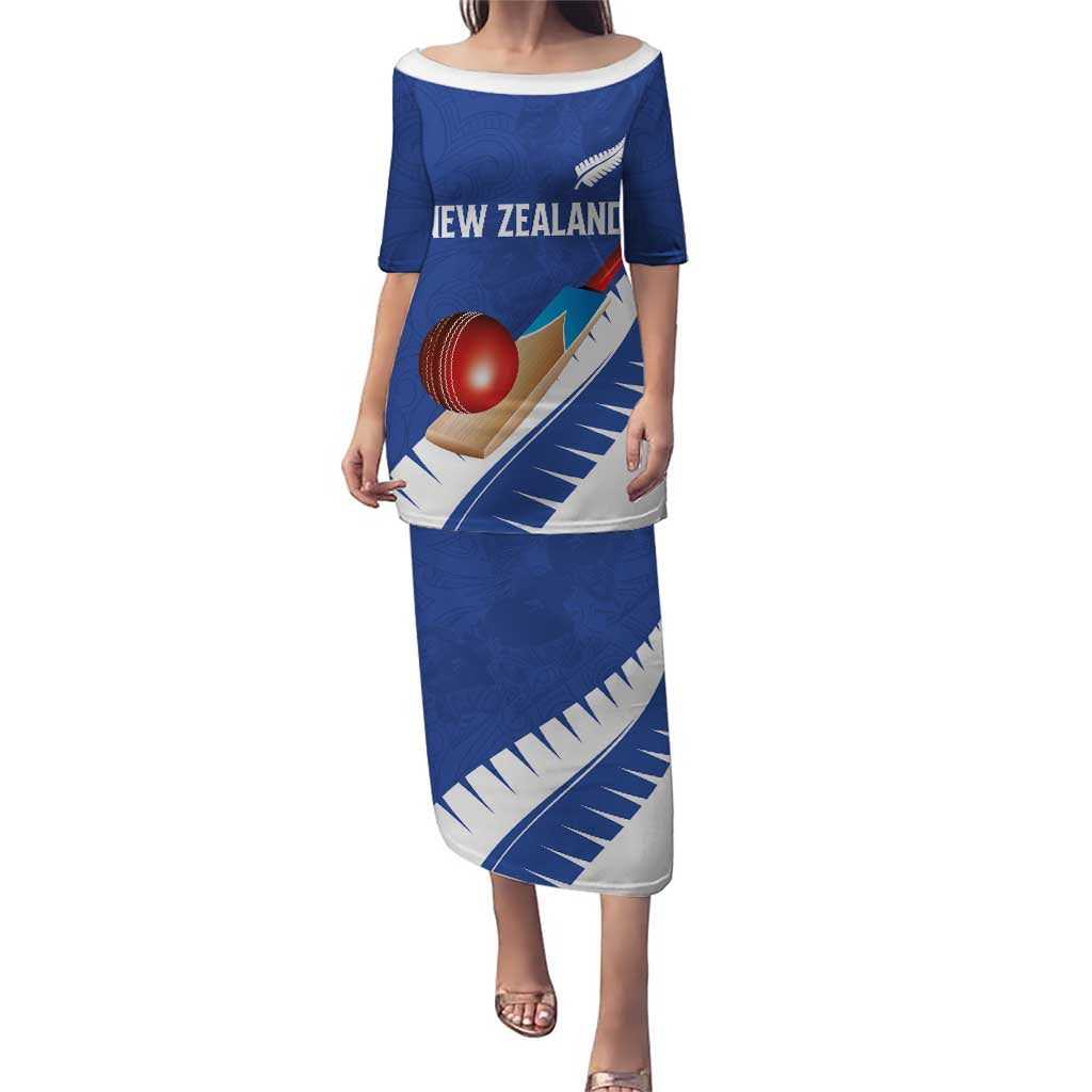 Custom New Zealand Cricket Family Matching Puletasi and Hawaiian Shirt Kiwi Birds Haka Dance Blue Fern Sporty Style