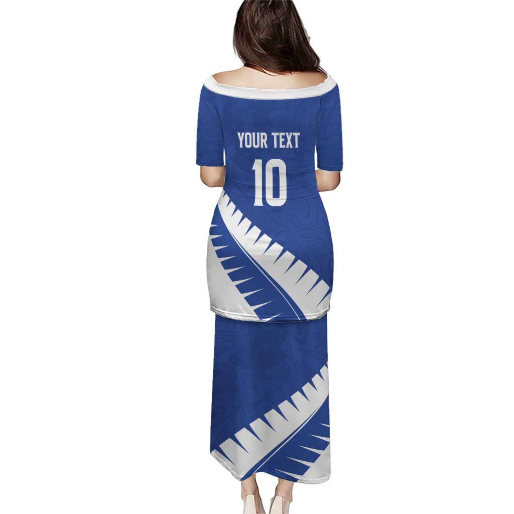 Custom New Zealand Cricket Family Matching Puletasi and Hawaiian Shirt Kiwi Birds Haka Dance Blue Fern Sporty Style