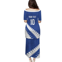Custom New Zealand Cricket Family Matching Puletasi and Hawaiian Shirt Kiwi Birds Haka Dance Blue Fern Sporty Style