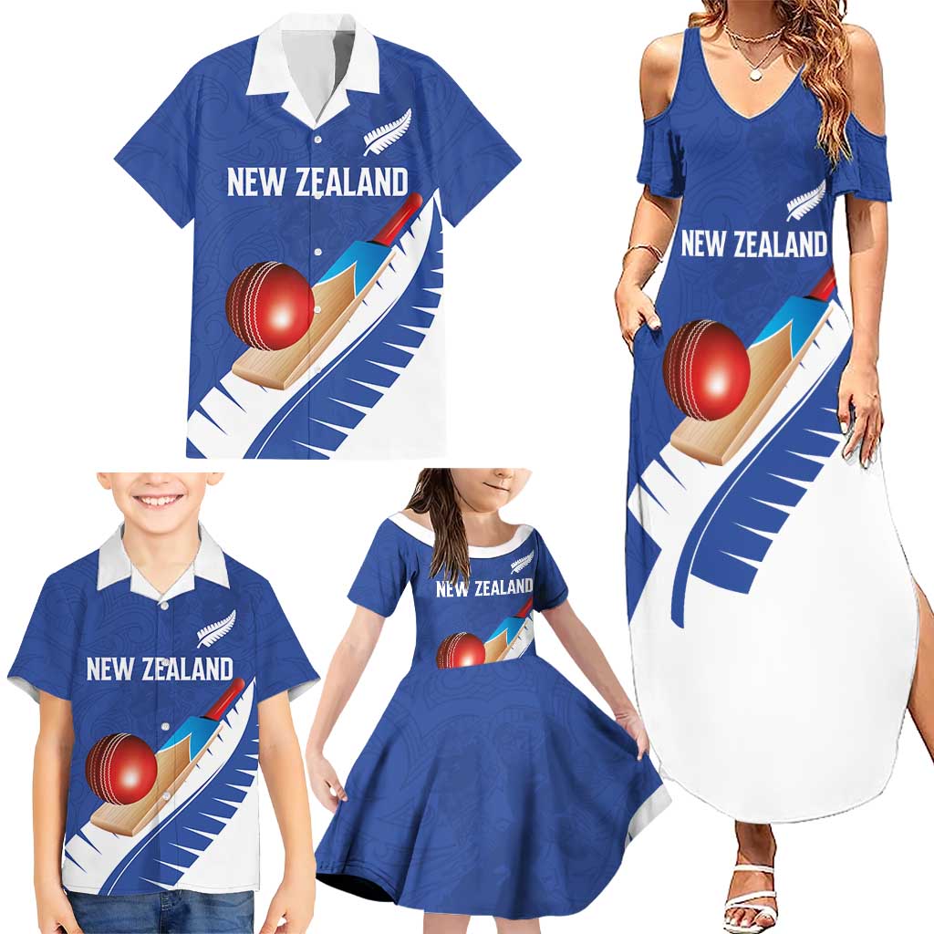 Custom New Zealand Cricket Family Matching Summer Maxi Dress and Hawaiian Shirt Kiwi Birds Haka Dance Blue Fern Sporty Style LT03 - Polynesian Pride