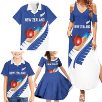 Custom New Zealand Cricket Family Matching Summer Maxi Dress and Hawaiian Shirt Kiwi Birds Haka Dance Blue Fern Sporty Style LT03 - Polynesian Pride