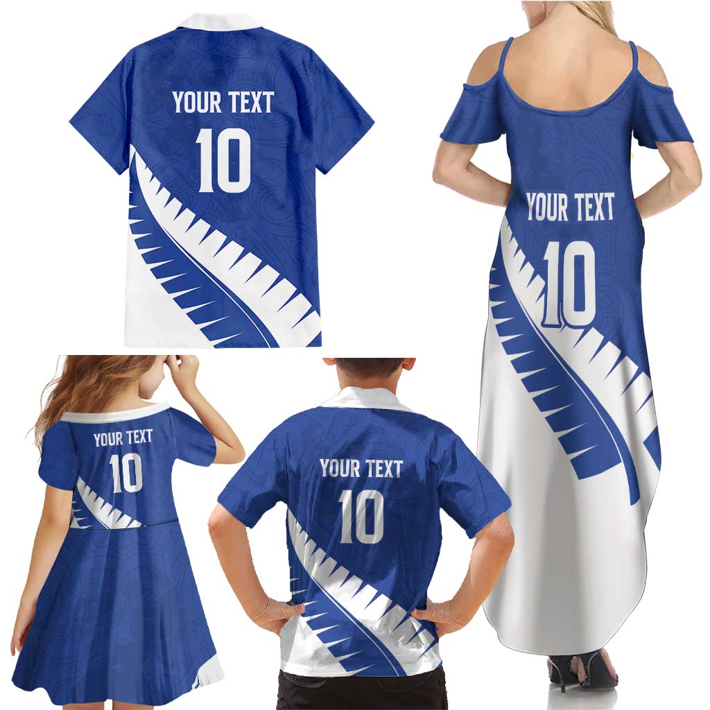 Custom New Zealand Cricket Family Matching Summer Maxi Dress and Hawaiian Shirt Kiwi Birds Haka Dance Blue Fern Sporty Style LT03 - Polynesian Pride