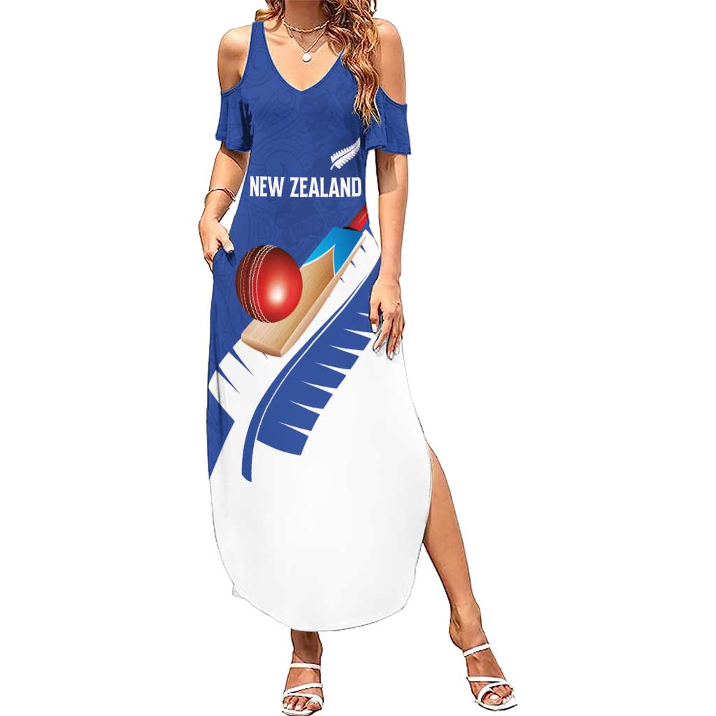 Custom New Zealand Cricket Family Matching Summer Maxi Dress and Hawaiian Shirt Kiwi Birds Haka Dance Blue Fern Sporty Style LT03 Mom's Dress Blue - Polynesian Pride