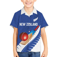 Custom New Zealand Cricket Family Matching Summer Maxi Dress and Hawaiian Shirt Kiwi Birds Haka Dance Blue Fern Sporty Style LT03 Son's Shirt Blue - Polynesian Pride