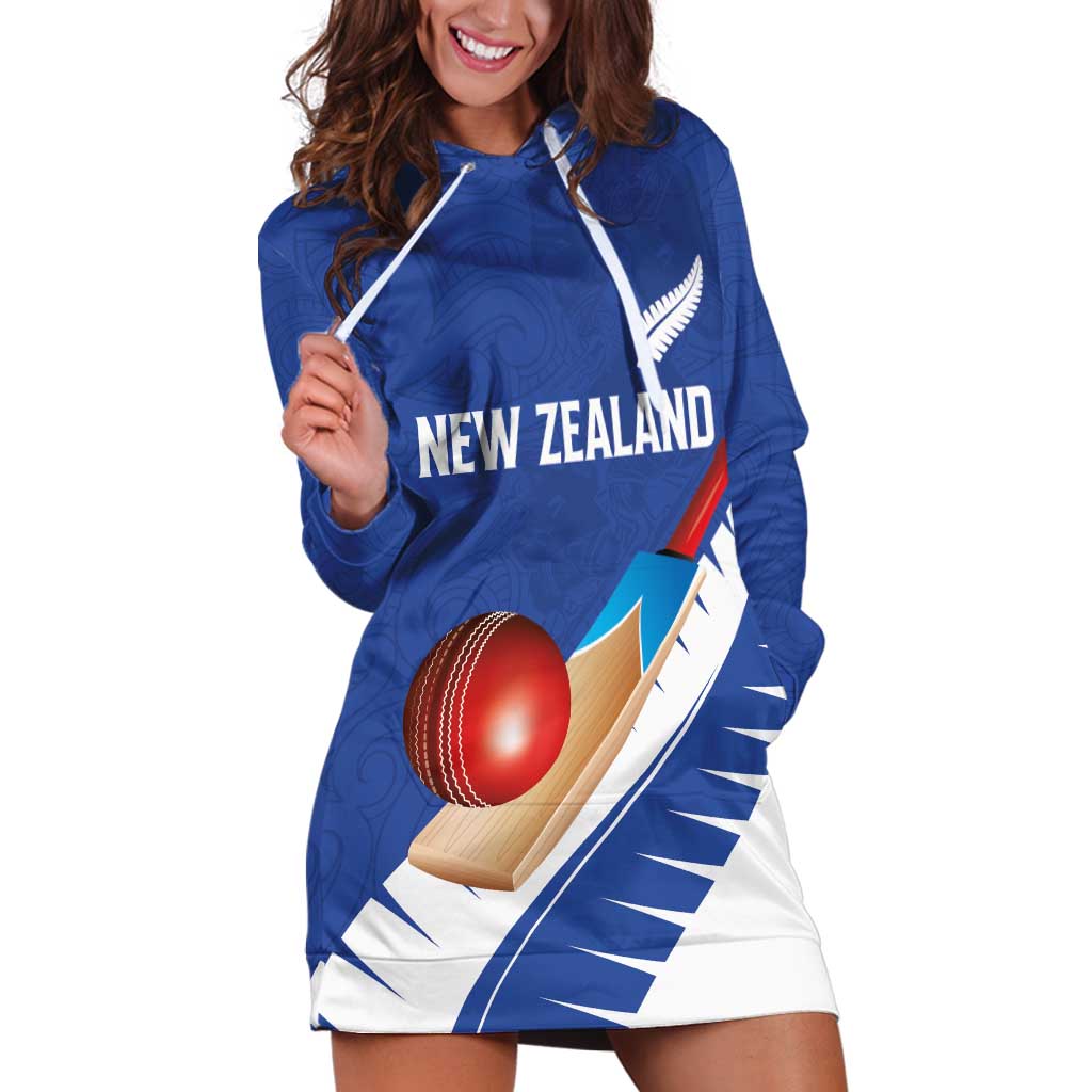 Custom New Zealand Cricket Hoodie Dress Kiwi Birds Haka Dance Blue Fern Sporty Style