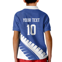 Custom New Zealand Cricket Kid Polo Shirt Kiwi Birds Haka Dance Blue Fern Sporty Style