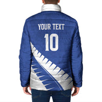 Custom New Zealand Cricket Padded Jacket Kiwi Birds Haka Dance Blue Fern Sporty Style