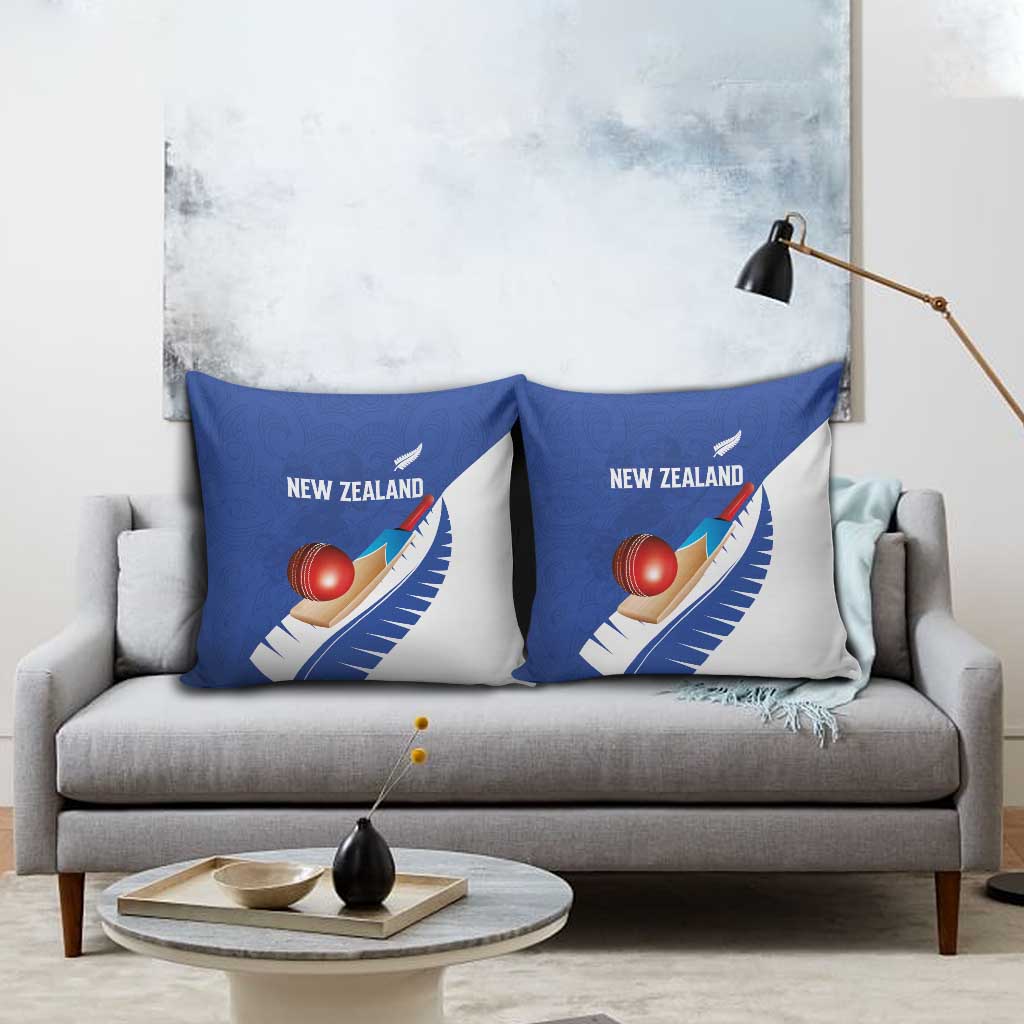 New Zealand Cricket Pillow Cover Kiwi Birds Haka Dance Blue Fern Sporty Style